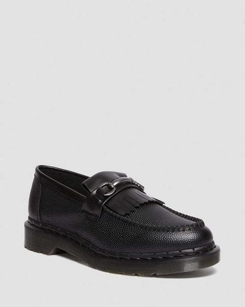 Dr Martens Adrian Snaffle Pebble Grain Leather Kiltie Women Loafers Black | USA-486271