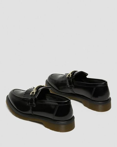 Dr Martens Adrian Snaffle Smooth Leather Kiltie Women Loafers Black | USA-367082