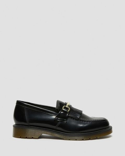 Dr Martens Adrian Snaffle Smooth Leather Kiltie Women Loafers Black | USA-367082