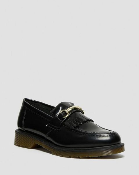 Dr Martens Adrian Snaffle Smooth Leather Kiltie Women Loafers Black | USA-367082