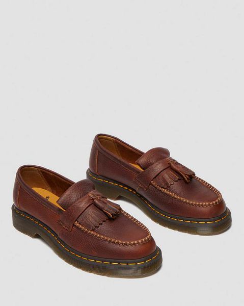 Dr Martens Adrian Stitch Ambassador Leather Women Loafers Brown | USA-452709