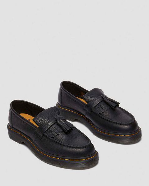 Dr Martens Adrian Stitch Ambassador Leather Women Loafers Black | USA-195027