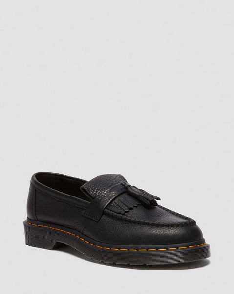 Dr Martens Adrian Stitch Ambassador Leather Women Loafers Black | USA-195027