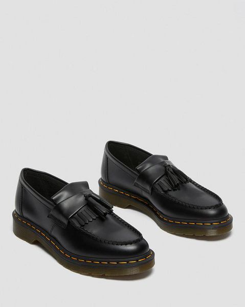 Dr Martens Adrian Stitch Leather Tassel Women Loafers Black | USA-734920