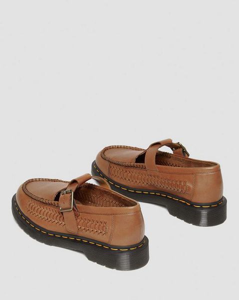 Dr Martens Adrian T-Bar Leather Mary Jane Women Loafers Brown | USA-108529