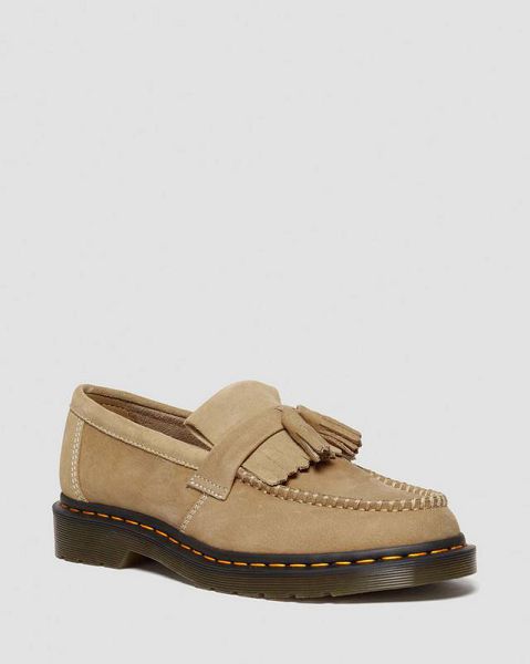 Dr Martens Adrian Tumbled Nubuck Leather Tassel Women Loafers Brown | USA-179032