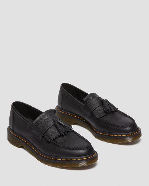 Dr Martens Adrian Virginia Leather Tassel Women Loafers Black | USA-869341