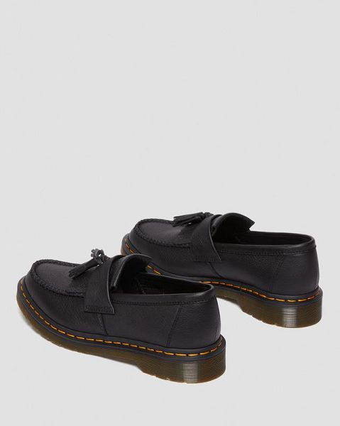 Dr Martens Adrian Virginia Leather Tassel Women Loafers Black | USA-869341