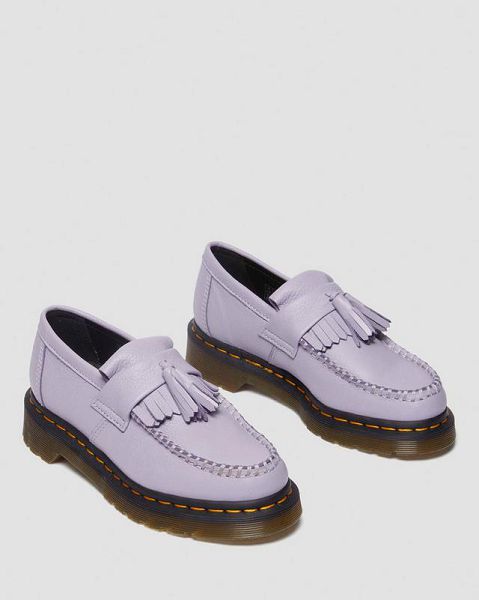 Dr Martens Adrian Virginia Leather Tassel Women Loafers Purple / Black | USA-237518