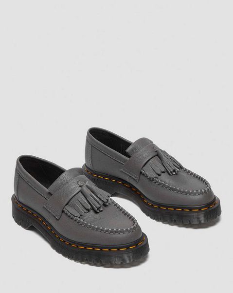 Dr Martens Adrian Virginia Leather Tassel Women Loafers Grey | USA-496250