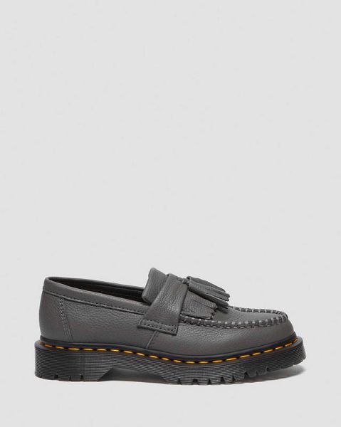 Dr Martens Adrian Virginia Leather Tassel Women Loafers Grey | USA-496250