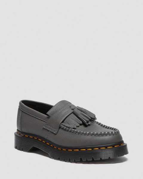 Dr Martens Adrian Virginia Leather Tassel Women Loafers Grey | USA-496250