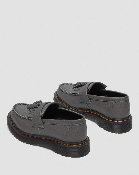 Dr Martens Adrian Virginia Leather Tassel Women Loafers Grey | USA-810359