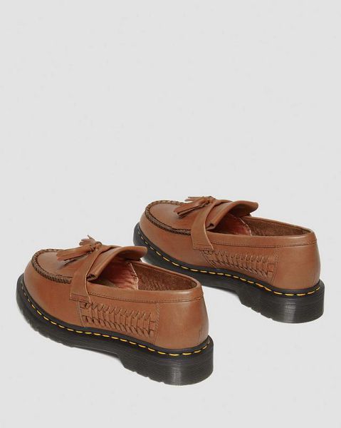 Dr Martens Adrian Woven Leather Tassel Men Loafers Brown | USA-127653