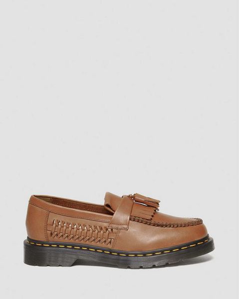 Dr Martens Adrian Woven Leather Tassel Men Loafers Brown | USA-127653