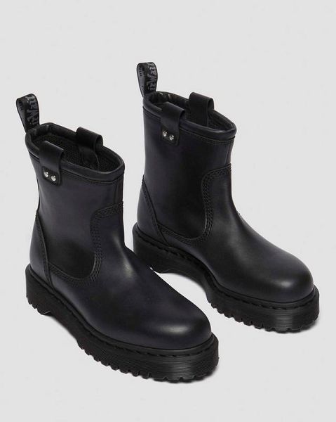 Dr Martens Anistone Lo Leather Men Biker Boots Black | USA-410528