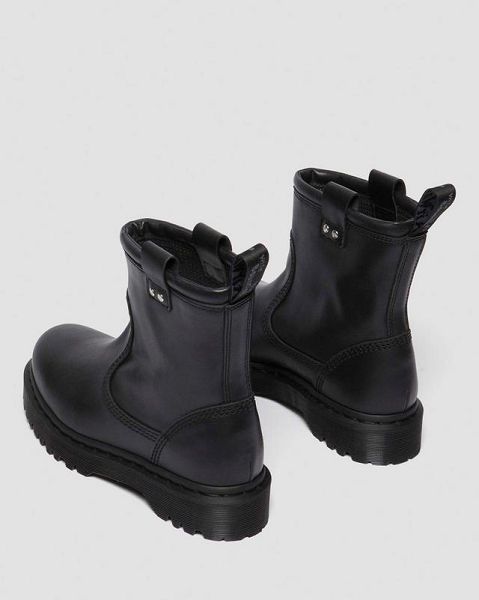 Dr Martens Anistone Lo Leather Men Biker Boots Black | USA-410528