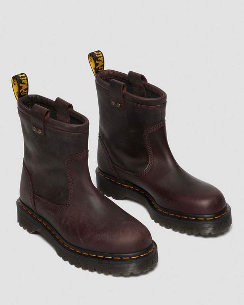 Dr Martens Anistone Lo Leather Men Biker Boots Dark Brown | USA-192385