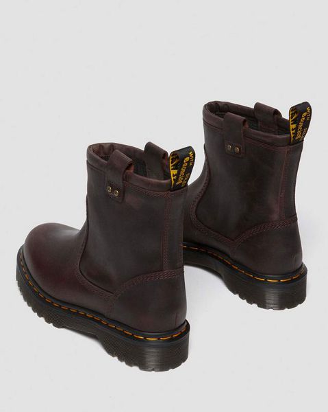 Dr Martens Anistone Lo Leather Men Biker Boots Dark Brown | USA-192385