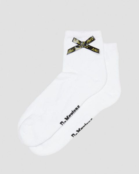 Dr Martens Ankle Bow Organic Cotton Blend Accessories Socks White | USA-230594