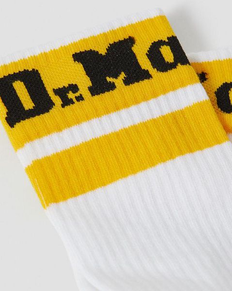 Dr Martens Athletic Logo Organic Cotton Blend Accessories Socks White / Yellow | USA-49731