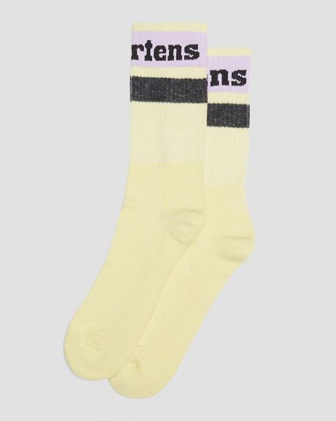 Dr Martens Athletic Logo Organic Cotton Blend Women Socks Lemon Yellow | USA-457026