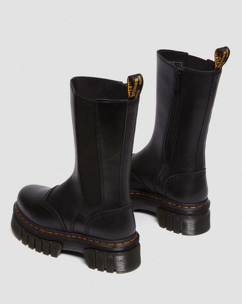 Dr Martens Audrick Tall Nappa Leather Platform Women Chelsea Boots Black | USA-850627