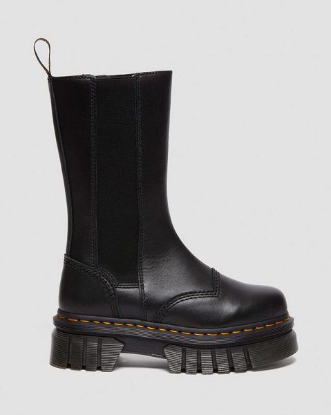 Dr Martens Audrick Tall Nappa Leather Platform Women Chelsea Boots Black | USA-850627