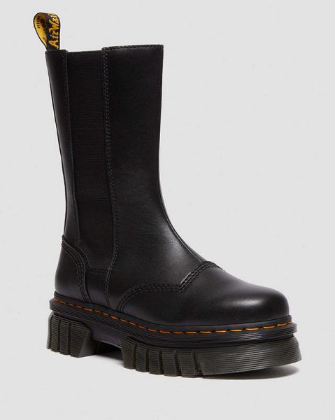 Dr Martens Audrick Tall Nappa Leather Platform Women Chelsea Boots Black | USA-850627