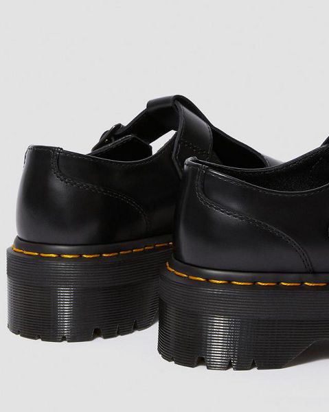 Dr Martens Bethan Polished Smooth Leather Women Platform Shoes Black | USA-621540