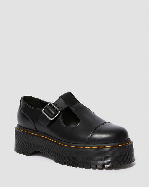 Dr Martens Bethan Polished Smooth Leather Women Platform Shoes Black | USA-621540