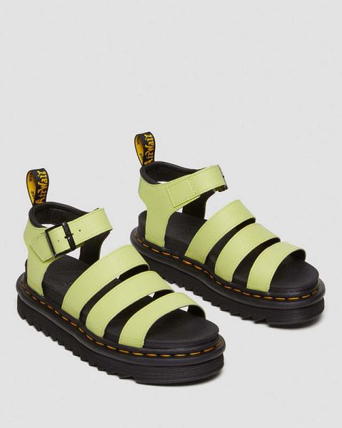 Dr Martens Blaire Athena Leather Women Strap Sandals Light Green | USA-856024