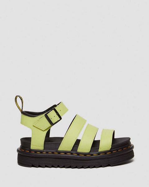 Dr Martens Blaire Athena Leather Women Strap Sandals Light Green | USA-856024