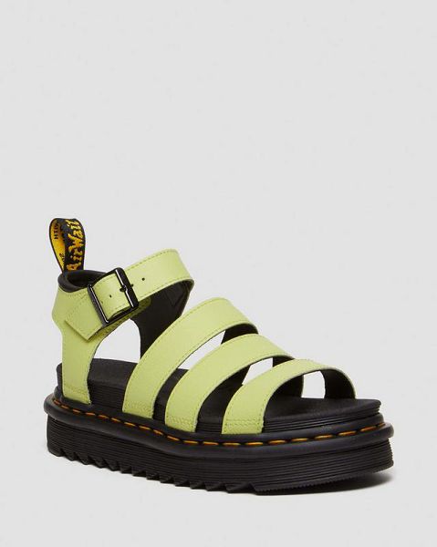 Dr Martens Blaire Athena Leather Women Strap Sandals Light Green | USA-856024