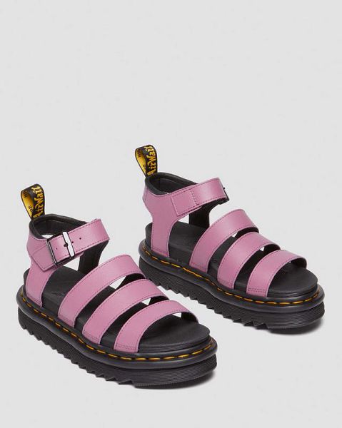 Dr Martens Blaire Athena Leather Women Strap Sandals Purple | USA-534716