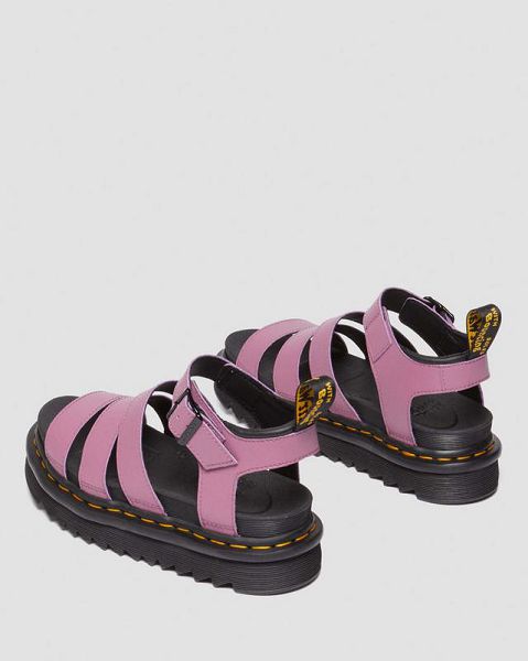 Dr Martens Blaire Athena Leather Women Strap Sandals Purple | USA-534716