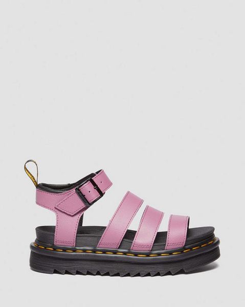 Dr Martens Blaire Athena Leather Women Strap Sandals Purple | USA-534716