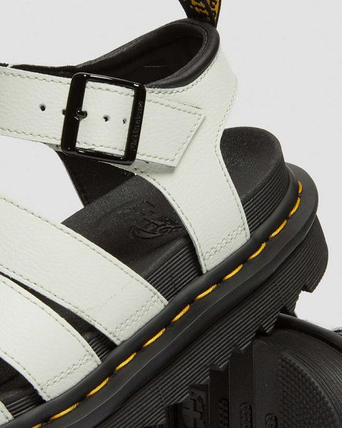 Dr Martens Blaire Athena Leather Women Strap Sandals White / Black | USA-748150