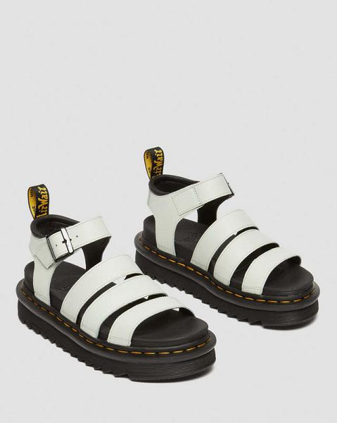 Dr Martens Blaire Athena Leather Women Strap Sandals White / Black | USA-748150