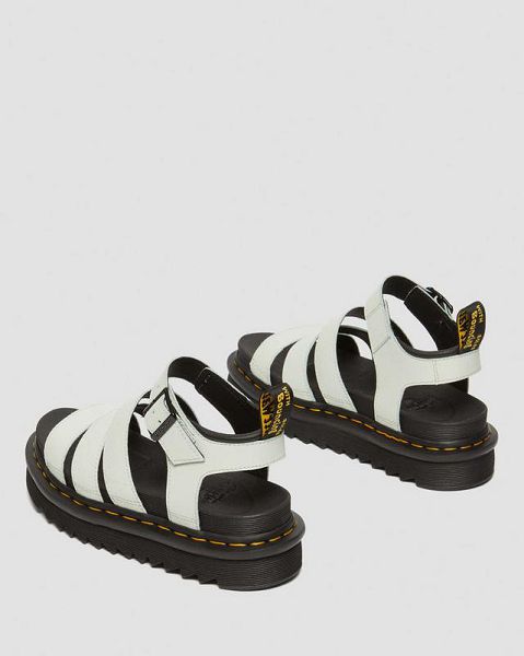 Dr Martens Blaire Athena Leather Women Strap Sandals White / Black | USA-748150