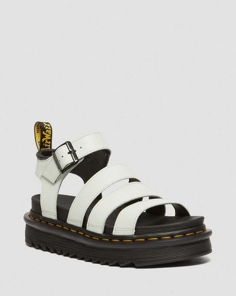 Dr Martens Blaire Athena Leather Women Strap Sandals White / Black | USA-748150