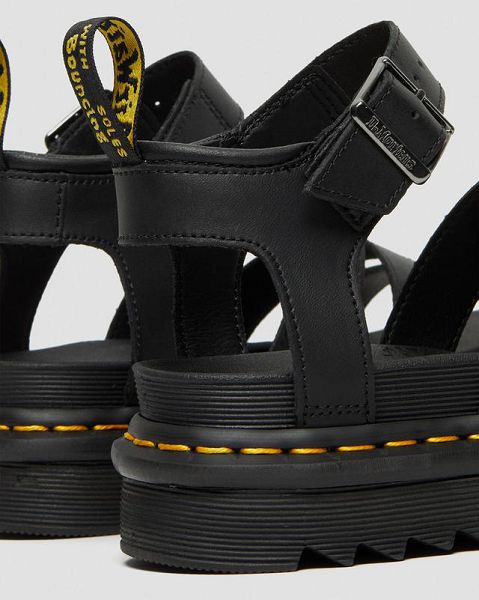 Dr Martens Blaire Hydro Leather Women Strap Sandals Black | USA-307914