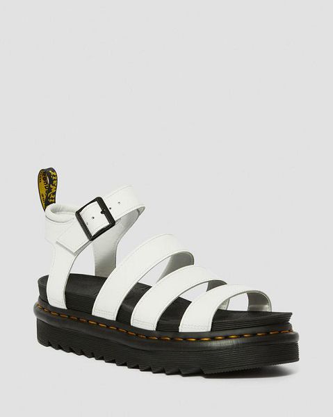 Dr Martens Blaire Hydro Leather Women Strap Sandals White | USA-175904