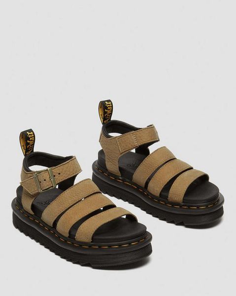 Dr Martens Blaire Tumbled Nubuck Leather Women Sandals Brown | USA-649103