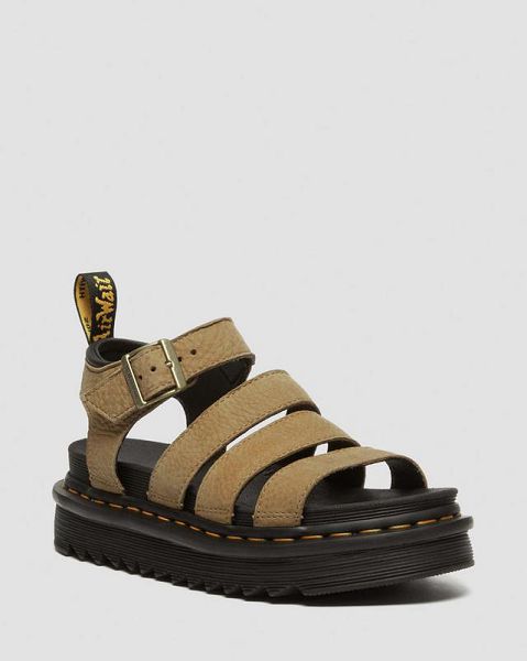 Dr Martens Blaire Tumbled Nubuck Leather Women Sandals Brown | USA-649103