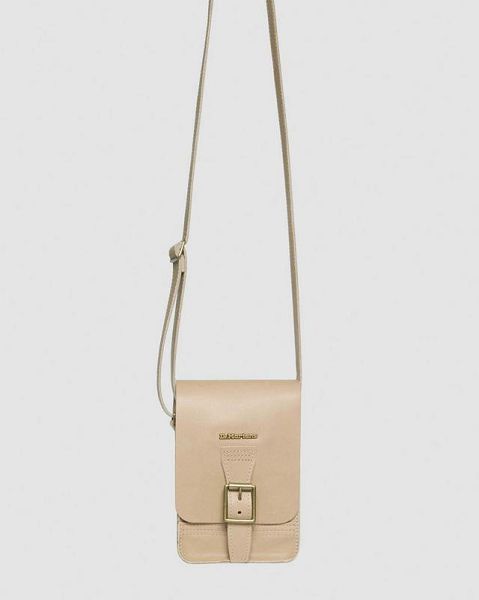 Dr Martens Carrara Leather Vertical Accessories Crossbody Bags Beige | USA-152847