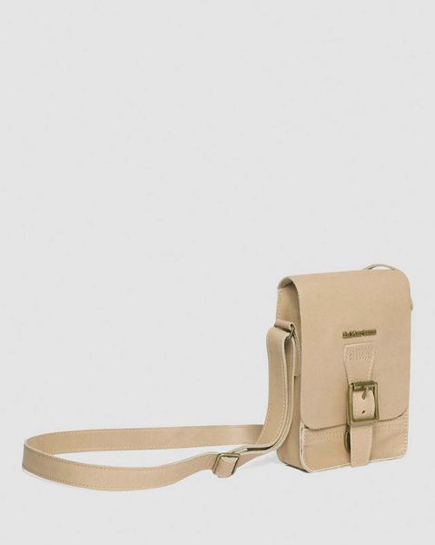 Dr Martens Carrara Leather Vertical Accessories Crossbody Bags Beige | USA-152847