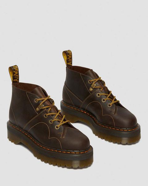 Dr Martens Church Arc Crazy Horse Platform Women Monkey Boots Dark Brown | USA-324891