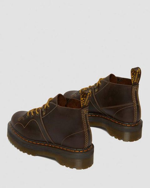 Dr Martens Church Arc Crazy Horse Platform Women Monkey Boots Dark Brown | USA-324891