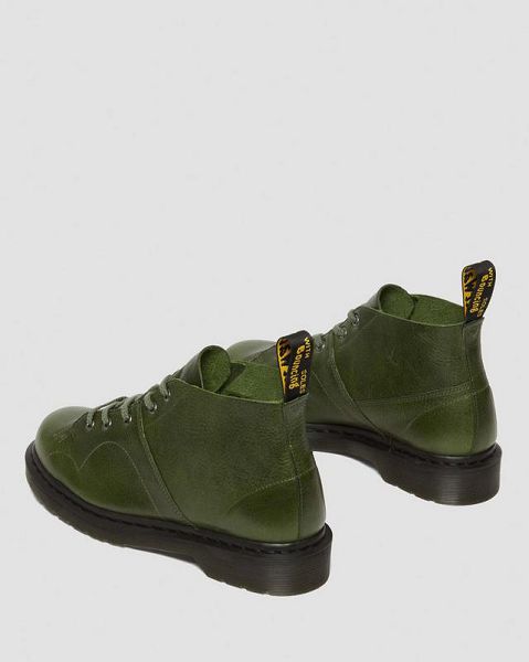 Dr Martens Church Buckingham Leather Women Monkey Boots Green / Black | USA-160578